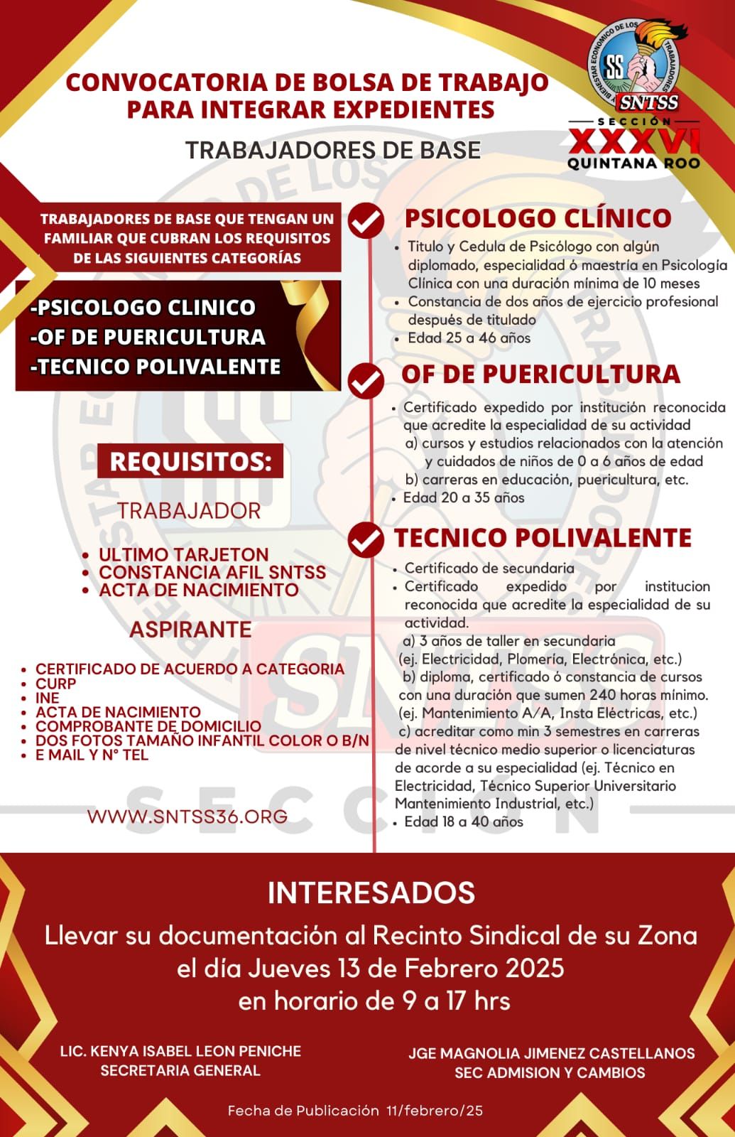 Convocatoria para Bolsa de Trabajo